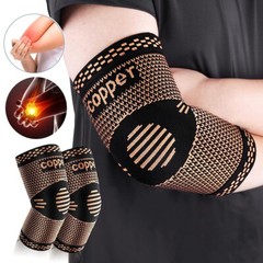 Copper Golfer Tennis Elbow Brace Support Compression Sleeve Arthritis Tendonitis