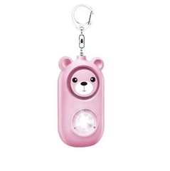 Cute Bear Personal Safety Alarm Keychain 130dB LED Flashlight USB Rechargeable
