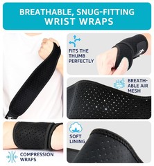HiRui Breathable Wrist Brace (2 Pack) for Relieve Wrist Pain from Carpal Tunnel,
