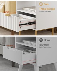 Nightstand,Morden Bedside Table with Gold Frame,Small White Night Stand,End T…
