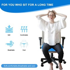 Large Gel Seat Cushion for Long Sitting With Non-Slip Size, Blue
