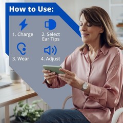 Medline Rechargeable OTC Hearing Aids in-Ear 4 Modes 20hr Battery Life Bluetooth