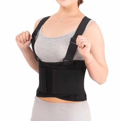 Working Lumbar Lower Back Brace Support Belt with Adjustable Shoulder Straps Men