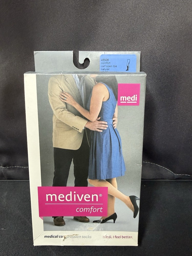 mediven Comfort 45506 Calf Open Toe Compression Socks Natural Anti-microbial