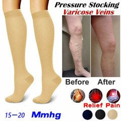 3Pair Full Toe Compression Socks for Men 15-20mmHg Wide Calf Diabetic Socks S-XL