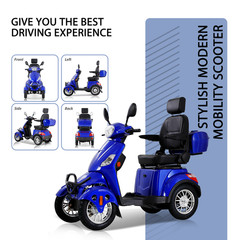 800W Four Wheels Travel Mobility Scooter 60V Blue Battery Motor for Adult Senior