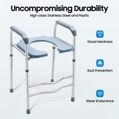 25.2-29.13in Raised Toilet Seat Riser w/ Arms For Elderly Handicap Bathroom USA