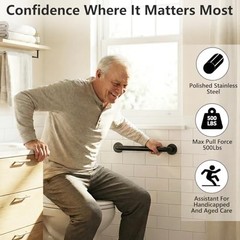 Safety Handle Bar Iron Outdoor Deck Rail Banister Bath Shower Grab Indoor & Outd