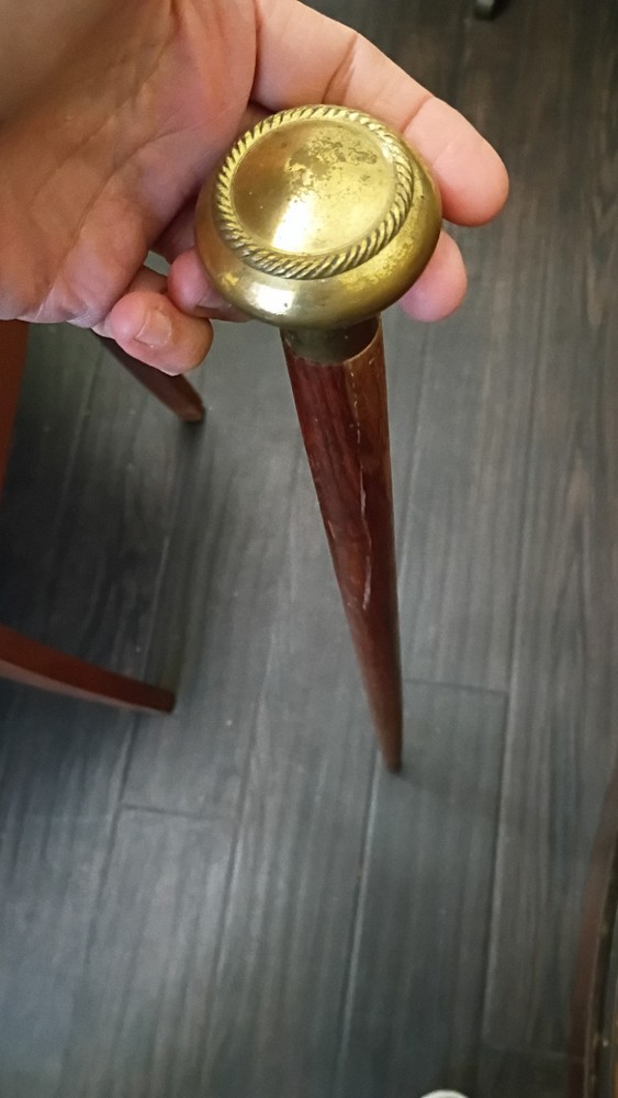 Wood Walking Cane w/ Decorative Brass Knob Handle Brown/Gold 34 in Adult/Senior