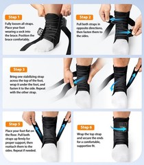 Slim-Fit Ankle Brace for Sprains, Quick Lace-Up Support, Cool Air Fabric Stabili