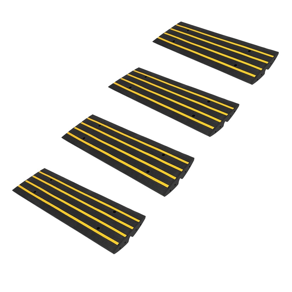 4PCS 48in 2.4“ Rise Non-Slip Rubber Driveway Threshold Curb Ramp 50 Ton Load