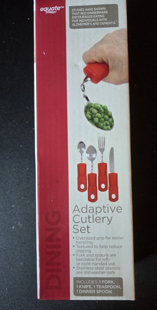 Equate Adaptive Cutlery 4 Piece Set Bendable Utensils for Elderly or Disabled