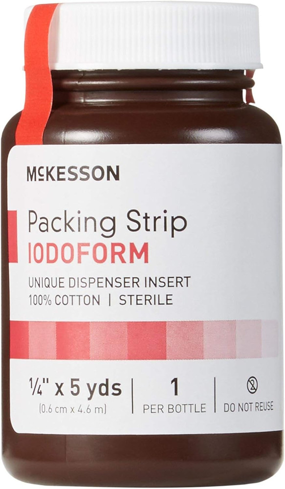 Mckesson Packing Strip, Sterile, Iodoform, 100% Cotton, 1/4 in X 5 Yds, 1 Count