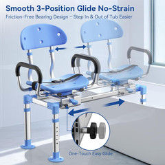 550Lbs Heavy Duty Sliding Shower Chair Tub Transfer Bench with 360° Swivel Seat,