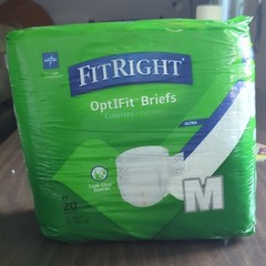 FitRight OptiFit Ultra Incontinence Briefs Disposable Size M White 20 Count