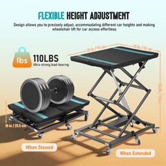 Portable Electric Lift Table Platform for Wheelchair 24-90cm Height Lifting USA