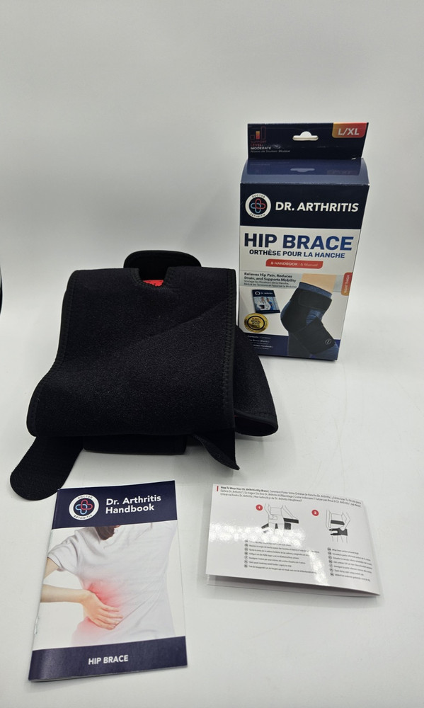 Dr. Arthritis Hip Brace L/XL Right Thigh Worn Once Black & Handbook Quick Guide!