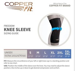Copper Fit Infused Knee Sleeve – Compression – Black – Unisex – Large 14″ to 16″