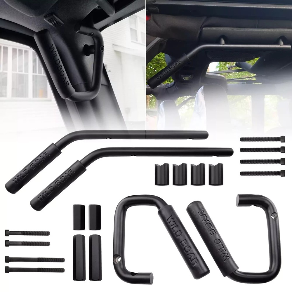 Front & Rear Grab Handle Kit Aluminum Alloy Grab Bar for 2007-2018 Jeep Wrang…