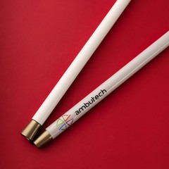 Ambutech Graphite Cane – Shock-Absorbing Handle, Leather Grip, 60″ White/Red