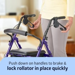 Medline Aluminum Rollator Walker with Seat, Purple, 250 lb. Weight Capacity, Lig