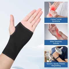 1 Pair Palm Brace Wrist Support Sleeves Compression Carpal Tunnel M, Black