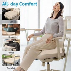 Large Memory Foam Seat Cushion for Office, Home & Car – Non-Slip Pad for Back &