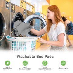 Washable Waterproof Bed Pads 36×37 Inch Gray Incontinence Adult Underpads