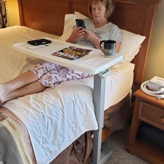 Carex Rolling Overbed Table Hospital Bed Laptop Table Adjustable Wheels