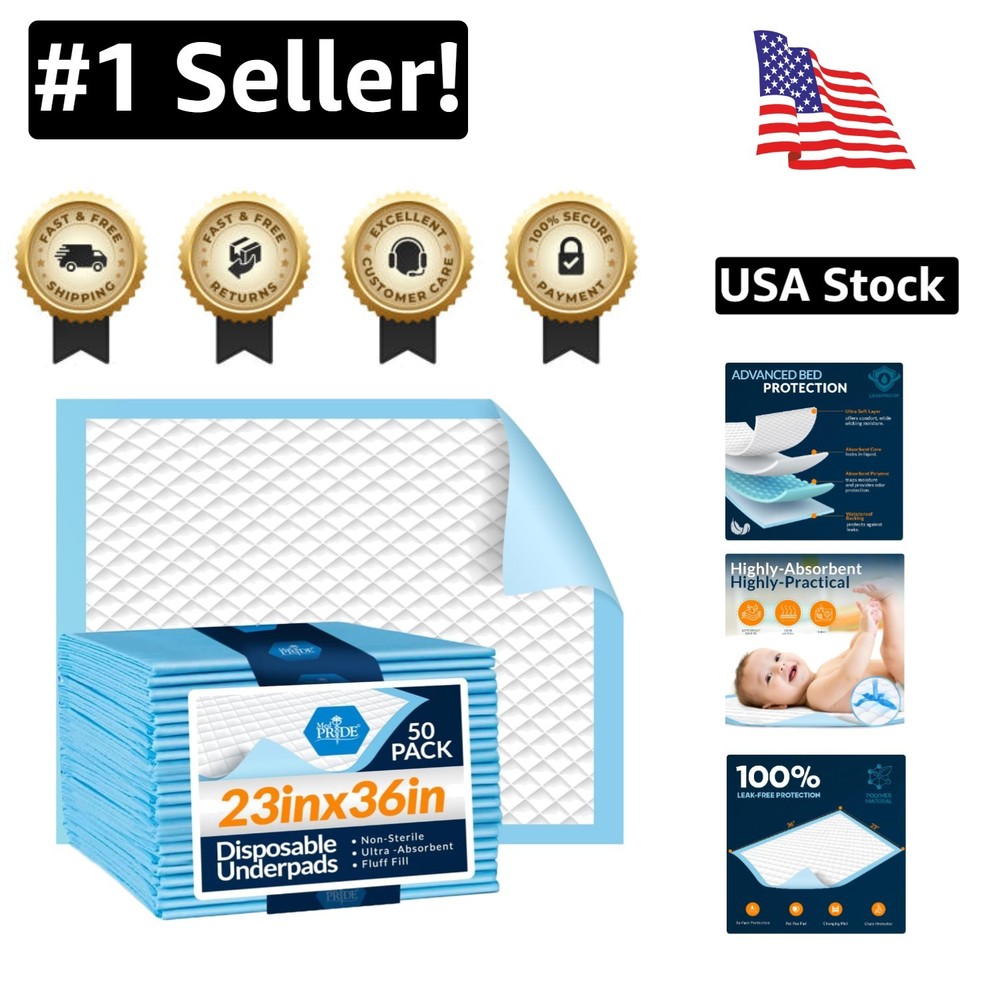 Super Absorbent Disposable Chux Pads 23×36 – 50 Count for Ultimate Hygiene