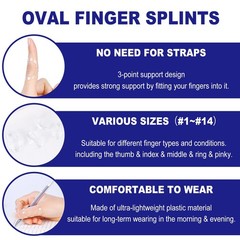 10Pcs Clear Oval Finger Splints & Sleeves Kit, 6 Size 4,5,6,7,8,9,