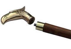 Eagle Head Wooden Cane Walking Stick for Men Women with Metal Brass Handle Wood