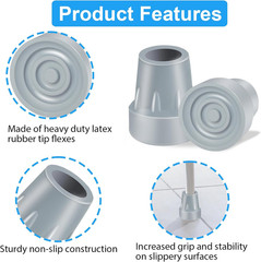 Crutch Tips, 4 Pack 7/8 Inch Heavy Duty Rubber Crutch Tips Rubber Cane Tips Repl