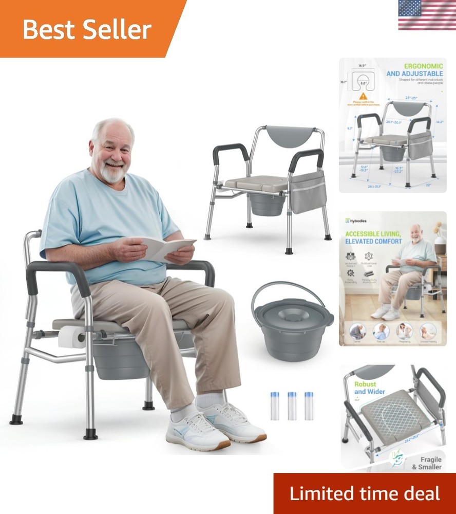 Heavy Duty 4-in-1 Bariatric Commode Chair – Extra Wide & Adjustable Height
