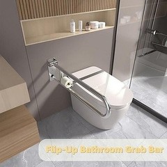 Bmoytu 30″ Fold Down Toilet Grab Bar Knurled Anti-Slip Brushed #R04