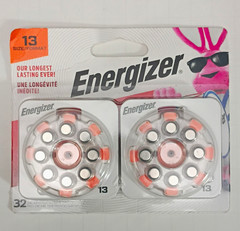 Energizer Size 13 (Orange) Zinc-Air Hearing Aid Batteries 32 Ct AZ13DP-16