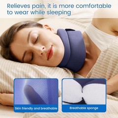 Neck Brace Soft Cervical Collar Sleep Support AntiSnore L 14-16.5in Blue