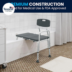 HERCULES Series 300 Lb. Capacity Adjustable Gray Bath & Shower Transfer Bench wi