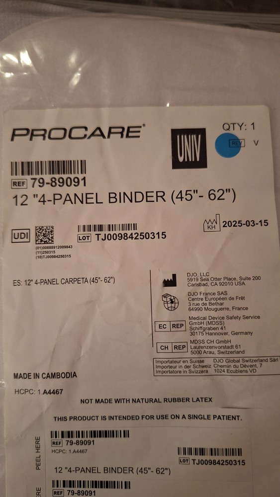 PROCARE 79-89091 12” 4-Panel Binder Contact Closure 45-62” – New