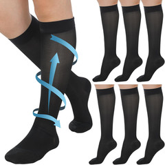3 Pairs Sheer Compression Socks 20-30 Mmhg Knee High Compression Stockings Suppo