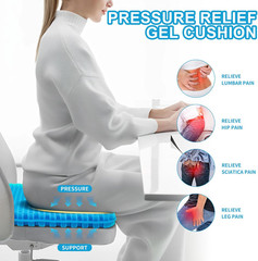 Gel Seat Cushion for Long Sitting – 16.5″ X 14.5″ X 2.4″ (Extra Thick＆Soft) Gel