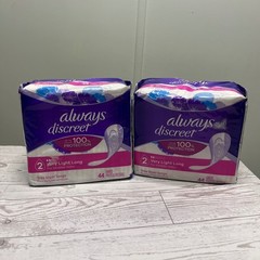 Always Discreet Very Light Long Liners 2 Packs of 44 Count 88 Total Bladder Leak