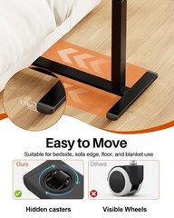 Overbed Table with Wheels, Pneumatic Lift, Foldable Top (Black)