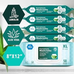 600 Count Premoistened Disposable Wet Washcloths 8×12″ for Adults – Aloe & Lanol