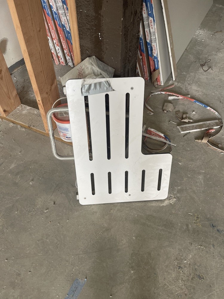 Reversible Transfer Bench White Plastic w/ Stainless Steel Handrail, Rectangular