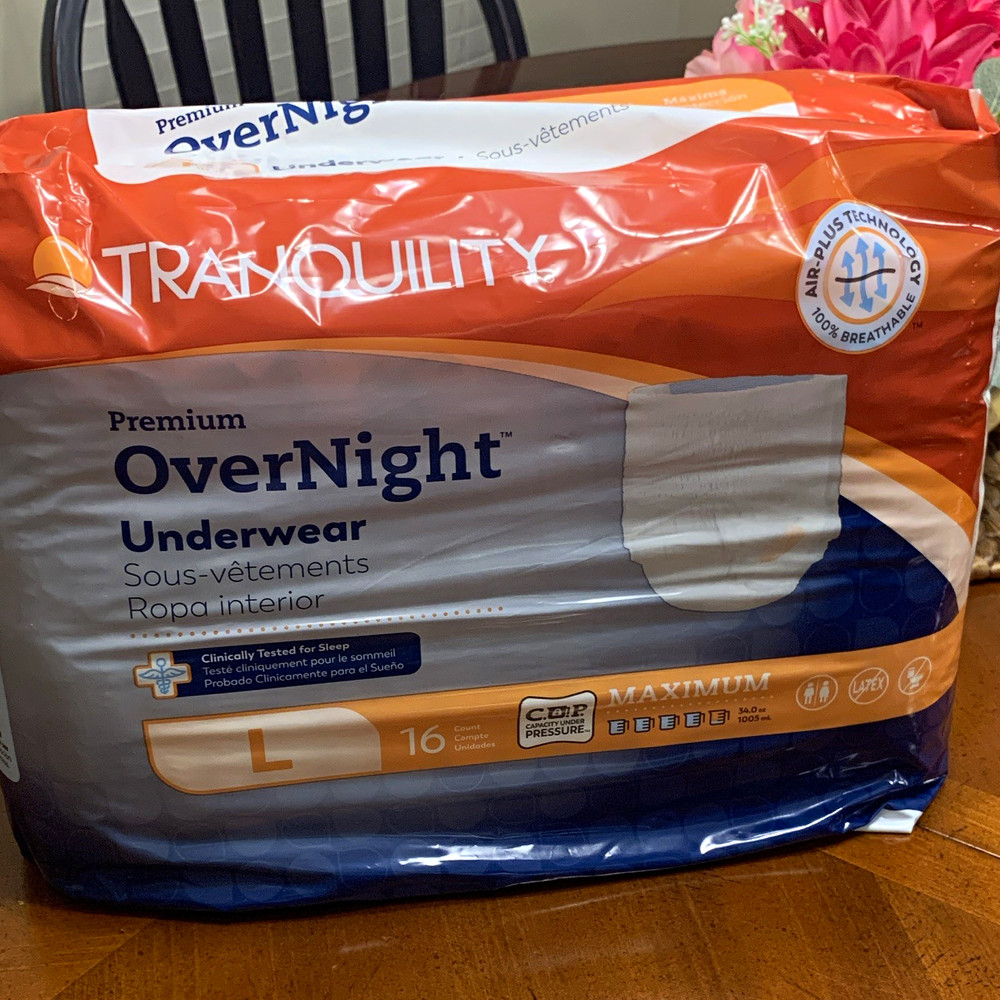Tranquility Premium OverNight Incontinence Underwear Pants L White 16 Ct Maximum