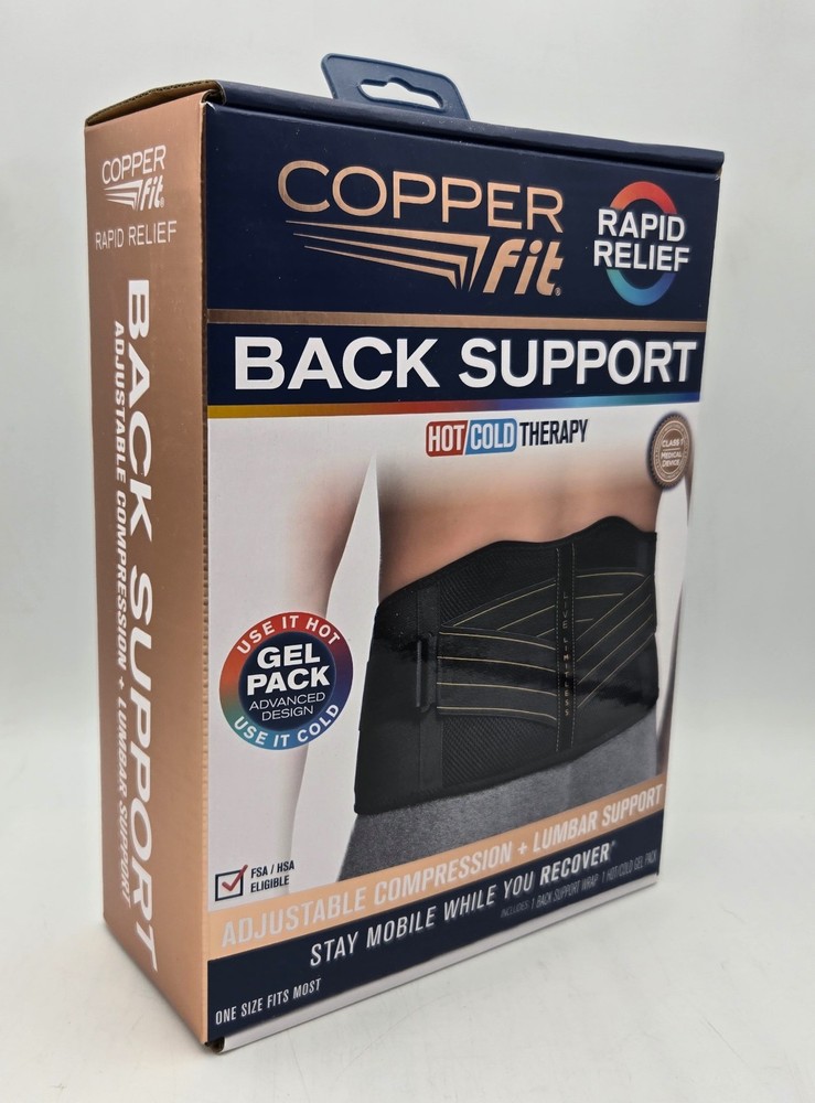 NEW Copper Fit Rapid Relief Back Support Belt 3-in-1 Hot Cold Therapy Brace OSFM