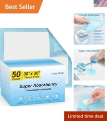 50 Count Super Absorbent Disposable Underpads – 30″x36″ Leakproof Protection