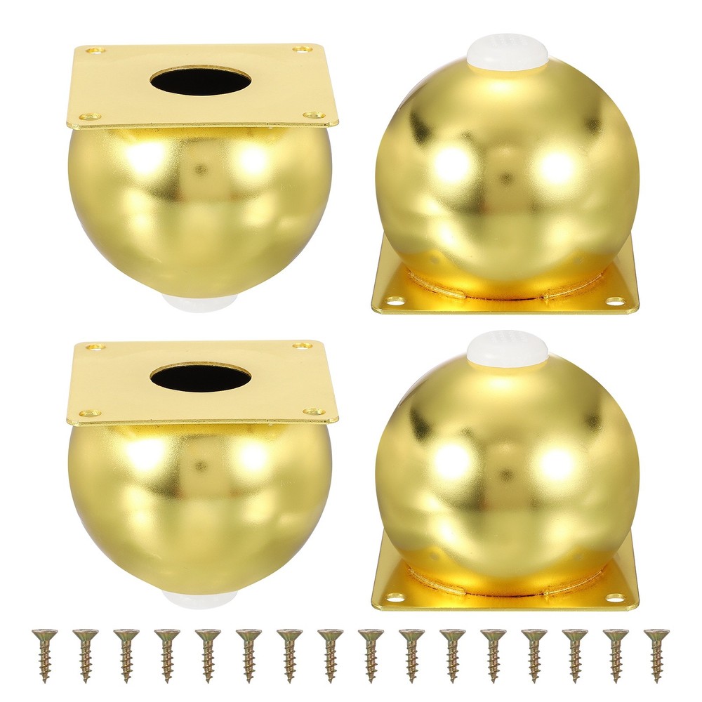 4 Pack Round Metal Furniture Legs for Dresser, Sofa, and Cabinet(3.15″, Gold)