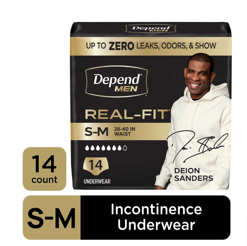 Depend Real Fit Incontinence Underwear for Men, Adult Diapers, S/M, Grey, 14 Cou